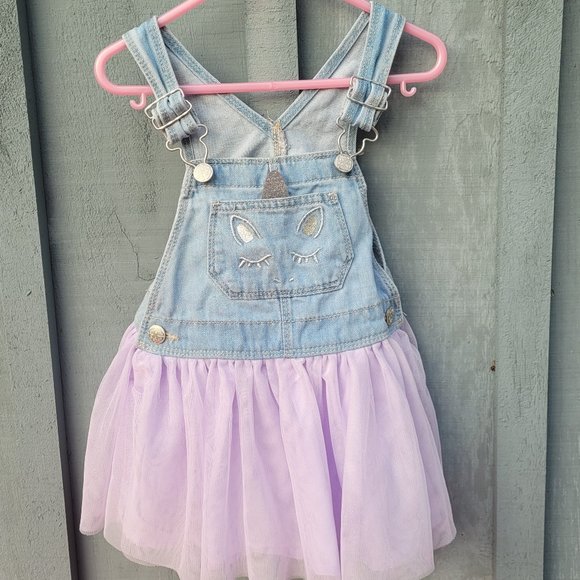 Oshkosh Girls Size 2T Light Denim and Netting Unicorn Jumper - Picture 3 of 8
